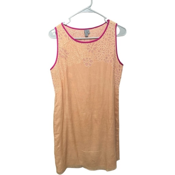 Bl^nk London Peach Lace Trim Shift Dress – Size Small Oversized Fits like Medium - Picture 2 of 10